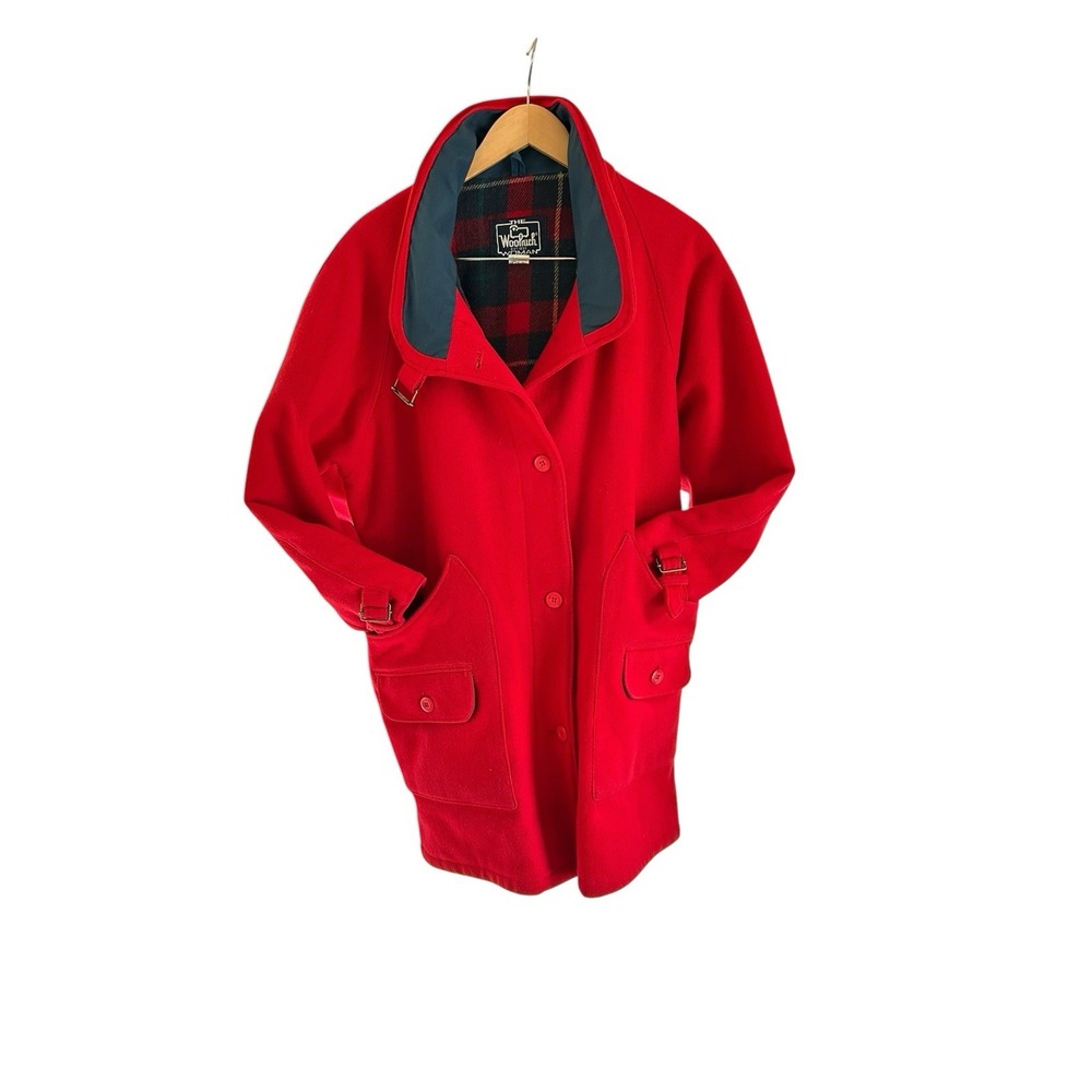 Striking Red Classic Vintage 1980s Woolrich Wool Jacket Red Sz M Lined Plaid USA
